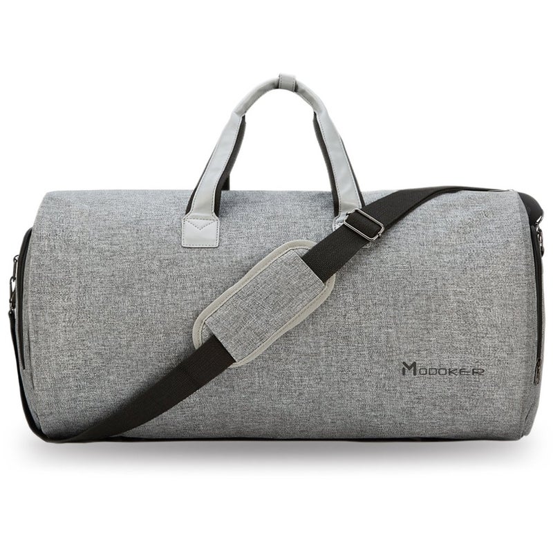 Modoker Convertible Garment Bag with Shoulder Strap, Carry on Garment Duffel Bag for Men Women - 2 in 1 Hanging Suitcase Suit Travel Bags (Grey) - Image 1